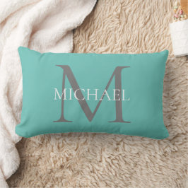 Personalisiertes Monogramm und Name Light Blue Lendenkissen