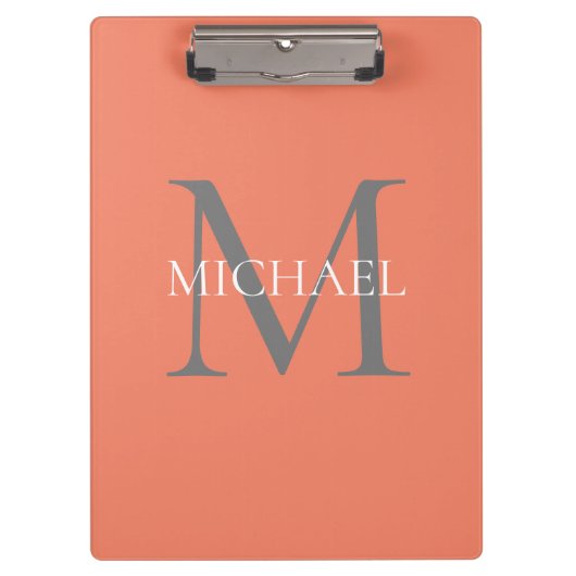 Personalisiertes Monogramm und Name Light Pink Klemmbrett (Vorderseite)