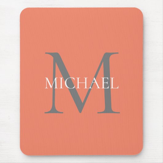 Personalisiertes Monogramm und Name Light Pink Mousepad (Vorne)