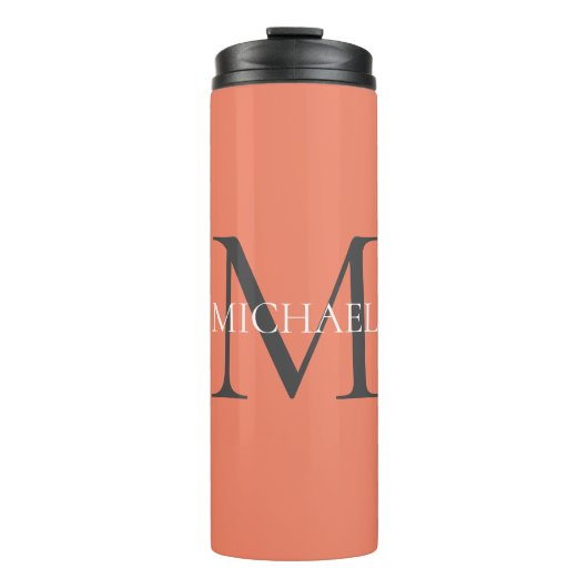 Personalisiertes Monogramm und Name Light Pink Thermosbecher (Vorderseite)
