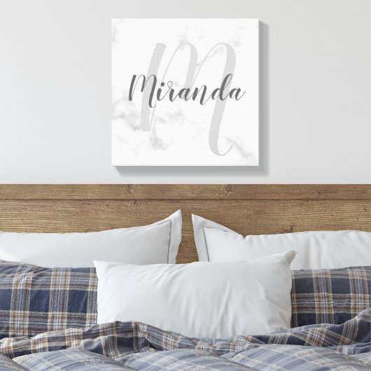 Personalisiertes Monogramm und Name-Marmor Leinwanddruck (Insitu (Schlafzimmer))
