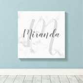 Personalisiertes Monogramm und Name-Marmor Leinwanddruck (Insitu (Holzboden))
