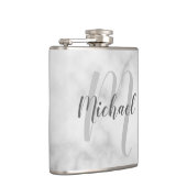 Personalisiertes Monogramm und Name-Marmorbild Flachmann (Rechts)