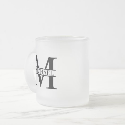 Personalisiertes Monogramm und Name Mattglastasse (Vorderseite Links)