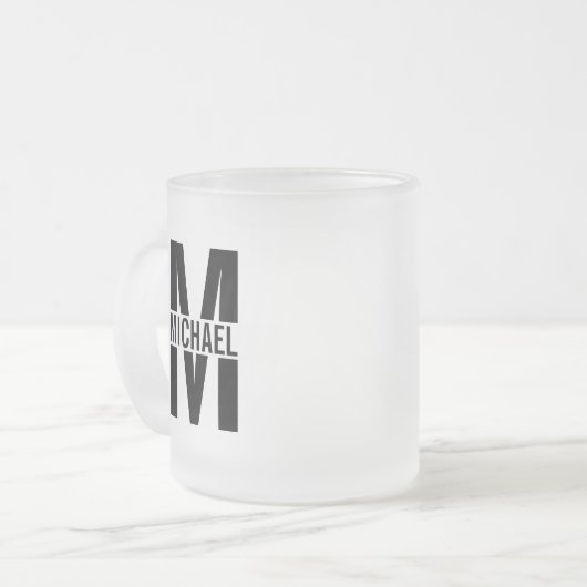 Personalisiertes Monogramm und Name Mattiertes Gla Mattglastasse (Vorderseite Links)