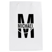 Personalisiertes Monogramm und Name Medium Geschen Mittlere Geschenktüte (Vorderseite)
