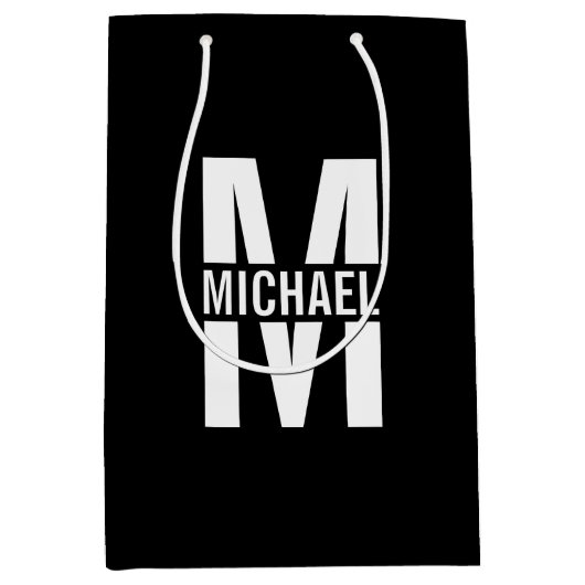 Personalisiertes Monogramm und Name Medium Geschen Mittlere Geschenktüte (Vorderseite)