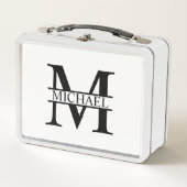 Personalisiertes Monogramm und Name Metall Lunch Box (Vorderseite)