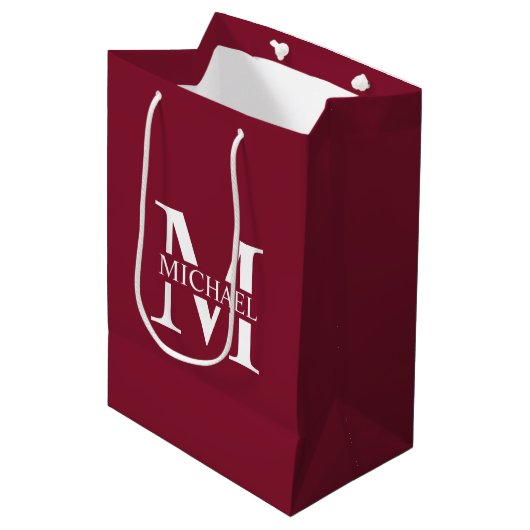 Personalisiertes Monogramm und Name Mittlere Geschenktüte (Vorderseite Schrägansicht)