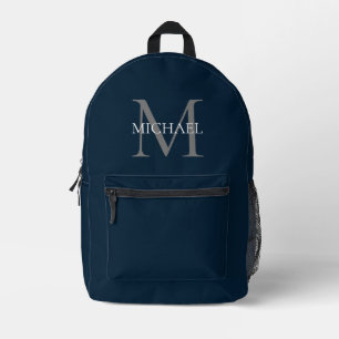 Personalisiertes Monogramm und Name Navy Blue Bedruckter Rucksack