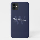 Personalisiertes Monogramm und Name Navy Blue Case-Mate iPhone Hülle (Rückseite)