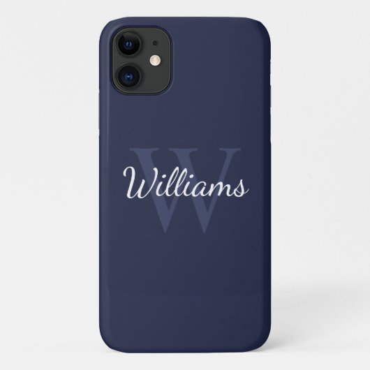 Personalisiertes Monogramm und Name Navy Blue Case-Mate iPhone Hülle (Rückseite)