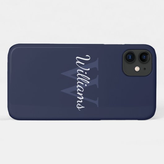 Personalisiertes Monogramm und Name Navy Blue Case-Mate iPhone Hülle (Rückseite (Horizontal))