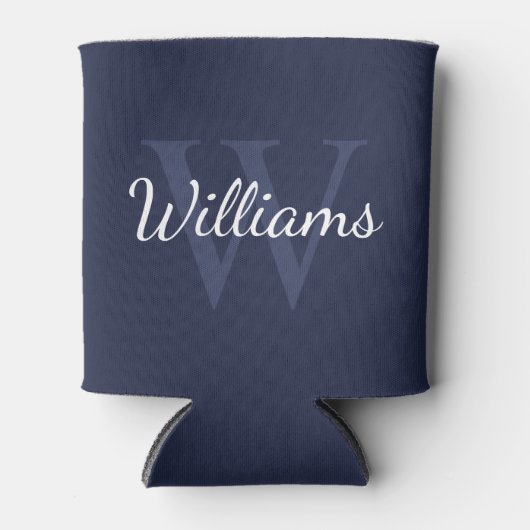 Personalisiertes Monogramm und Name Navy Blue Dosenkühler (Vorderseite)