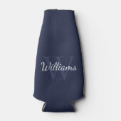 Personalisiertes Monogramm und Name Navy Blue Flaschenkühler (Vorderseite)
