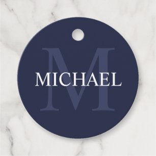 Personalisiertes Monogramm und Name Navy Blue Geschenkanhänger
