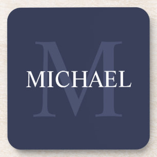 Personalisiertes Monogramm und Name Navy Blue Getränkeuntersetzer