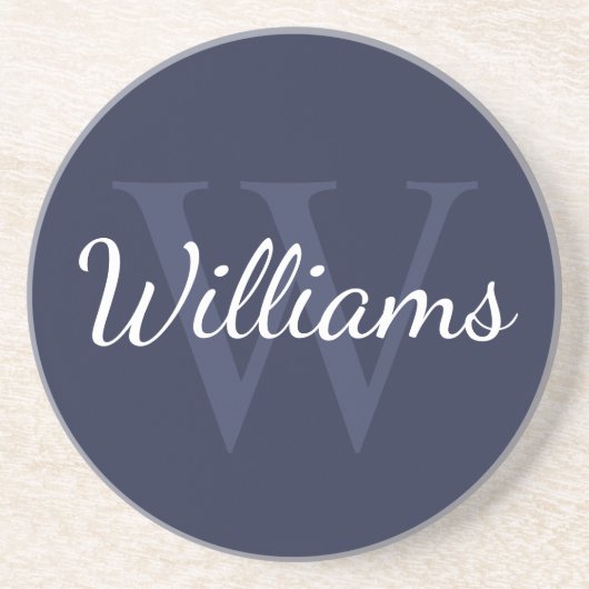 Personalisiertes Monogramm und Name Navy Blue Getränkeuntersetzer (Vorne)