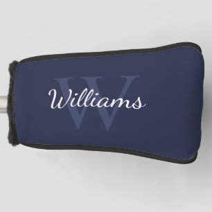 Personalisiertes Monogramm und Name Navy Blue Golf Headcover
