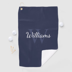 Personalisiertes Monogramm und Name Navy Blue Golfhandtuch