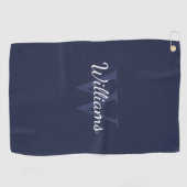 Personalisiertes Monogramm und Name Navy Blue Golfhandtuch (Horizontal)