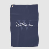Personalisiertes Monogramm und Name Navy Blue Golfhandtuch (Vorderseite)