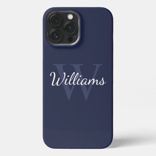 Personalisiertes Monogramm und Name Navy Blue iPhone Hülle (Rückseite)