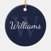 Personalisiertes Monogramm und Name Navy Blue Keramik Ornament (Vorne)