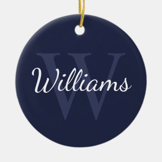 Personalisiertes Monogramm und Name Navy Blue Keramik Ornament (Vorne)