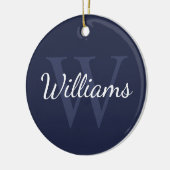 Personalisiertes Monogramm und Name Navy Blue Keramik Ornament (Links)