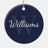 Personalisiertes Monogramm und Name Navy Blue Keramik Ornament (Hinten)