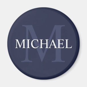 Personalisiertes Monogramm und Name Navy Blue Magnet