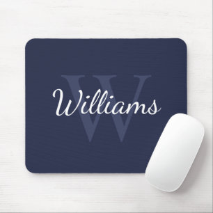 Personalisiertes Monogramm und Name Navy Blue Mousepad
