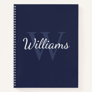 Personalisiertes Monogramm und Name Navy Blue Notizblock