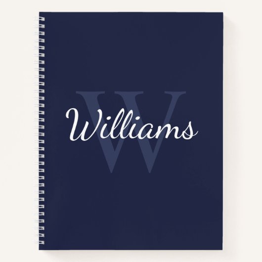 Personalisiertes Monogramm und Name Navy Blue Notizblock (Vorderseite)