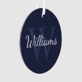 Personalisiertes Monogramm und Name Navy Blue Ornament (Vorderseite)