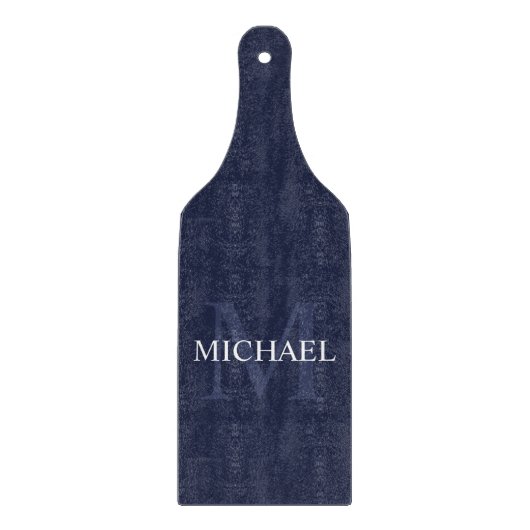 Personalisiertes Monogramm und Name Navy Blue Schneidebrett (Vorderseite)