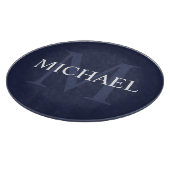 Personalisiertes Monogramm und Name Navy Blue Schneidebrett (Ecke)