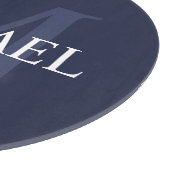 Personalisiertes Monogramm und Name Navy Blue Schneidebrett (Ecke)