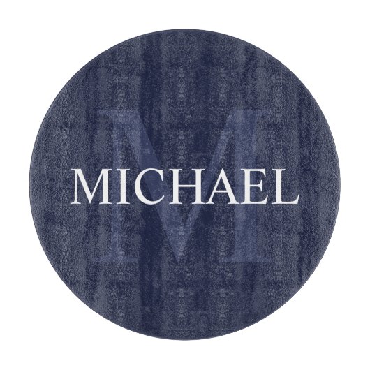 Personalisiertes Monogramm und Name Navy Blue Schneidebrett (Vorderseite)