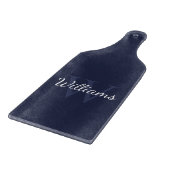Personalisiertes Monogramm und Name Navy Blue Schneidebrett (Ecke)