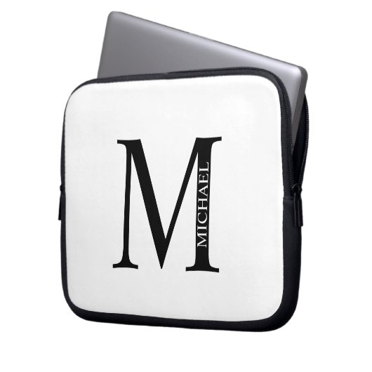 Personalisiertes Monogramm und Name Notebook-Sieb Laptopschutzhülle (Vorderseite Links)