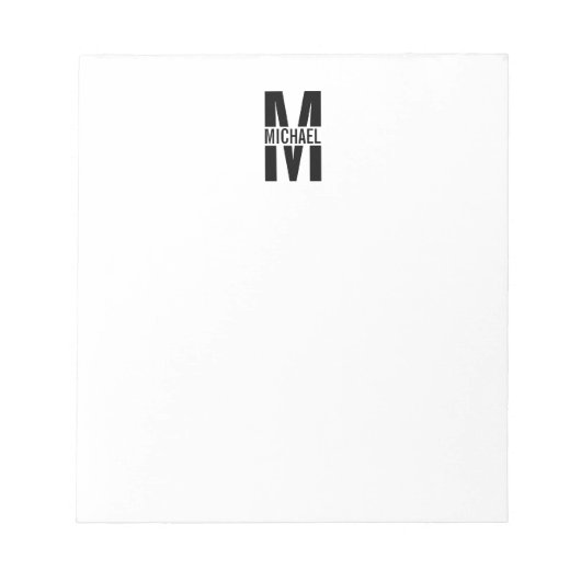 Personalisiertes Monogramm und Name Notepad Notizblock (Vorderseite)