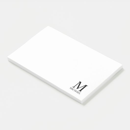 Personalisiertes Monogramm und Name Notepad Post-it Klebezettel (angewinkelt)
