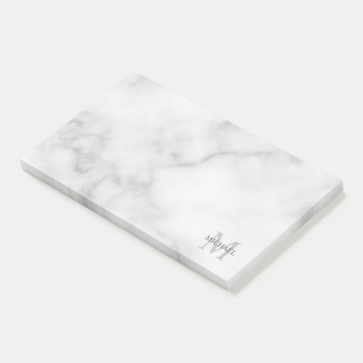 Personalisiertes Monogramm und Name Notepad Post-it Klebezettel (angewinkelt)