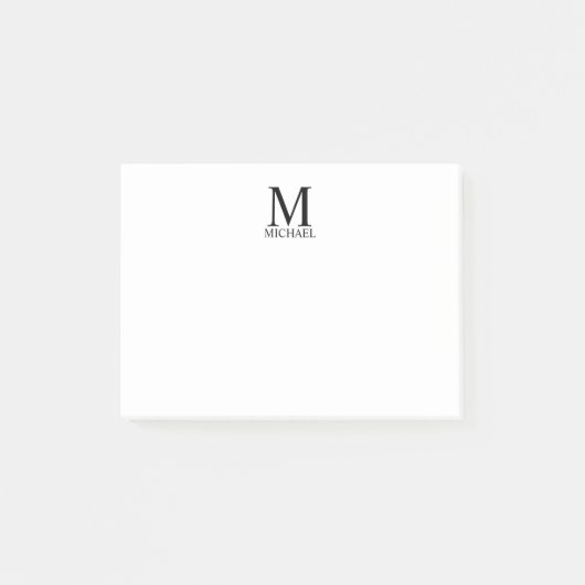 Personalisiertes Monogramm und Name Notepad Post-it Klebezettel (Vorderseite)