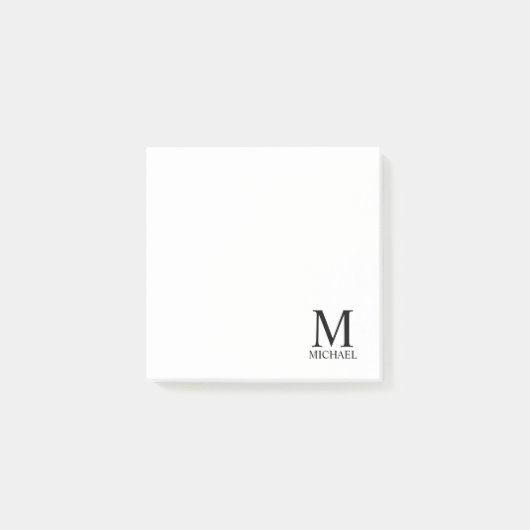 Personalisiertes Monogramm und Name Notepad Post-it Klebezettel (Vorderseite)