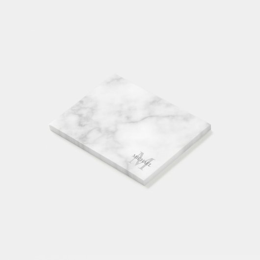 Personalisiertes Monogramm und Name Notepad Post-it Klebezettel (angewinkelt)