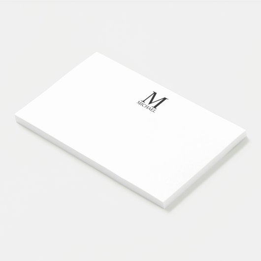 Personalisiertes Monogramm und Name Notepad Post-it Klebezettel (angewinkelt)