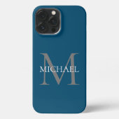 Personalisiertes Monogramm und Name Ocean Blue iPhone Hülle (Rückseite)